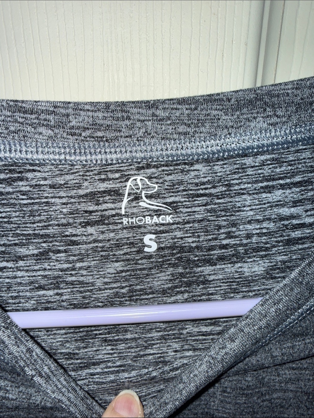 Rhoback Women’s Long Sleeve Heathered Gray Athletic Tee - Picture 3 of 6